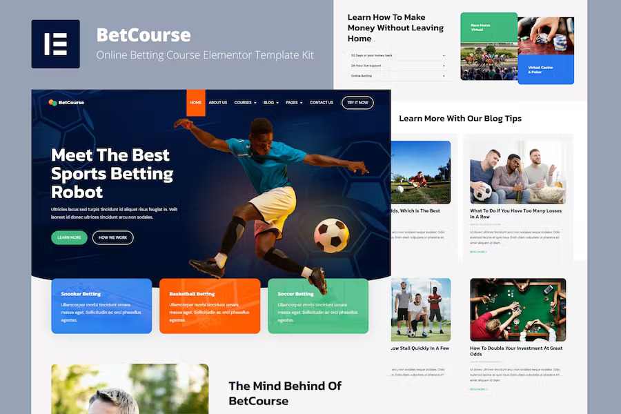 BetCourse Sports Betting and Prediction Course Elementor Template Kit No 1 Download Plugin
